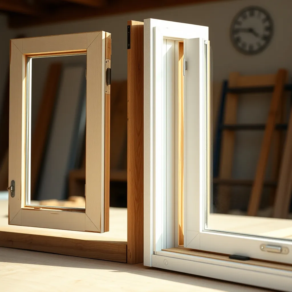Comparaison entre un ancien châssis bois simple vitrage et une fenêtre PVC double vitrage neuve