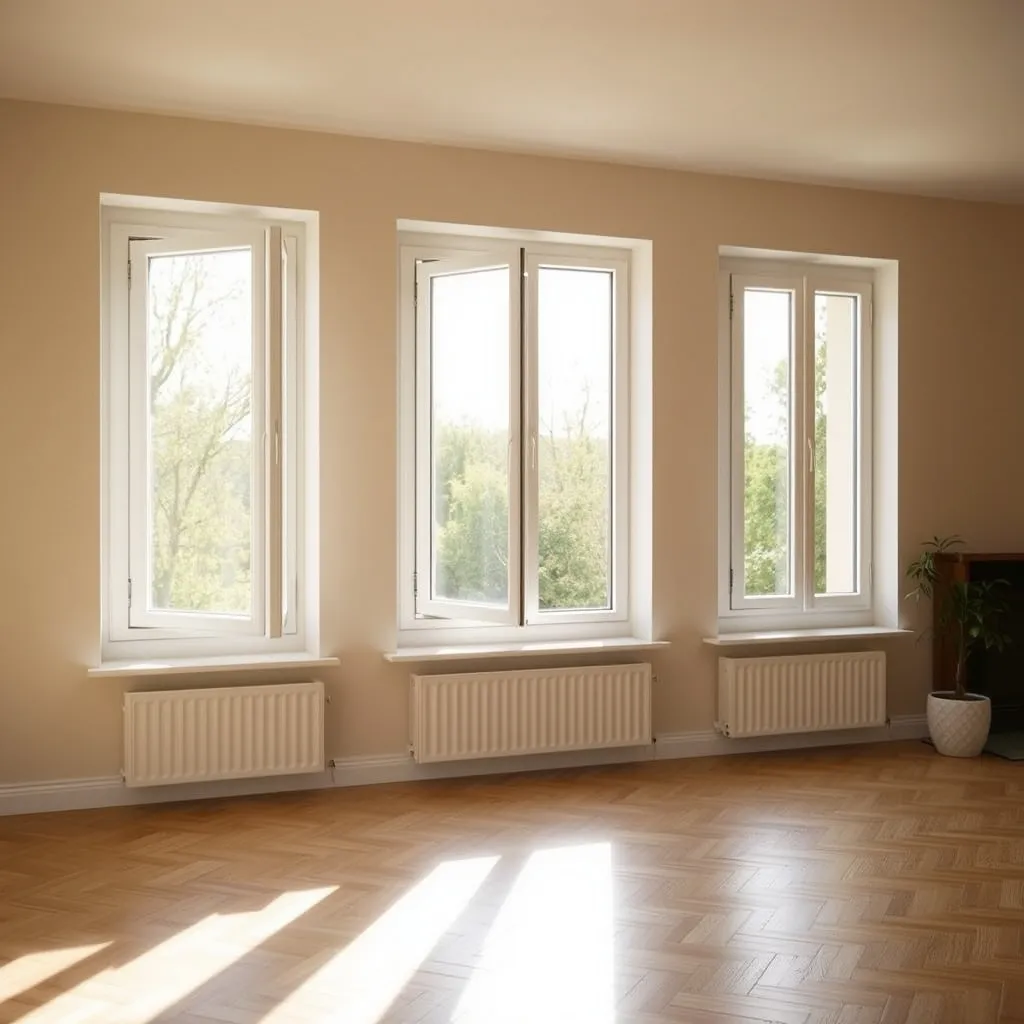 Trois fenêtres PVC oscillo-battantes installées dans un séjour lumineux