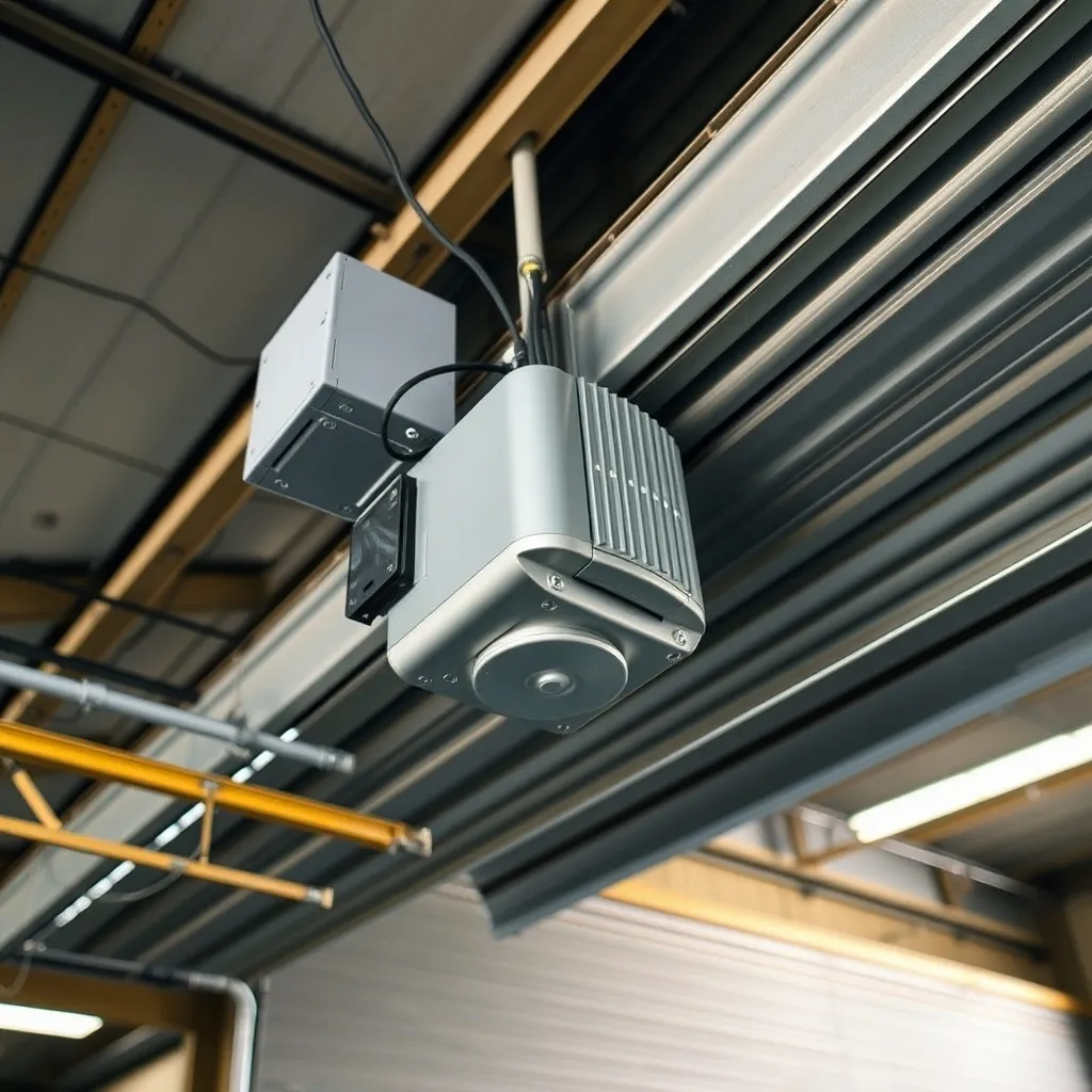 Moteur central fixé sur l'axe d'enroulement d'un rideau métallique de grande dimension