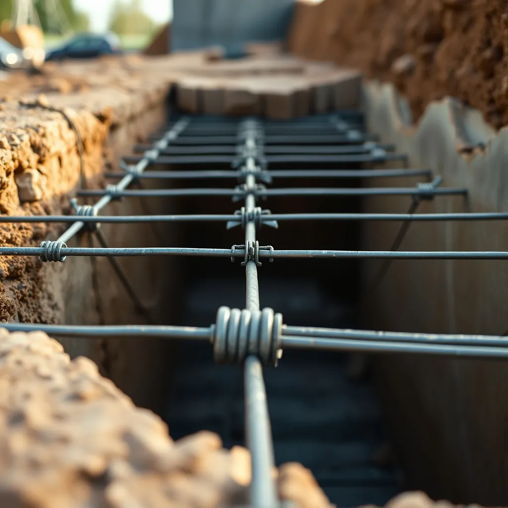 Détail du ferraillage avec fers longitudinaux et cadres espacés de 20 cm
